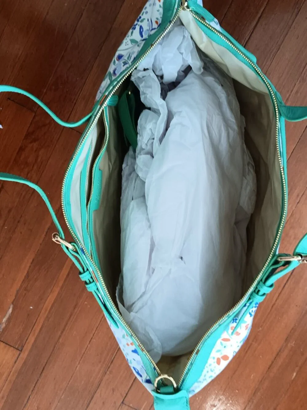 Neely & Chloe Travel Duffel & Garment Bag Set Spring Green & Flowers